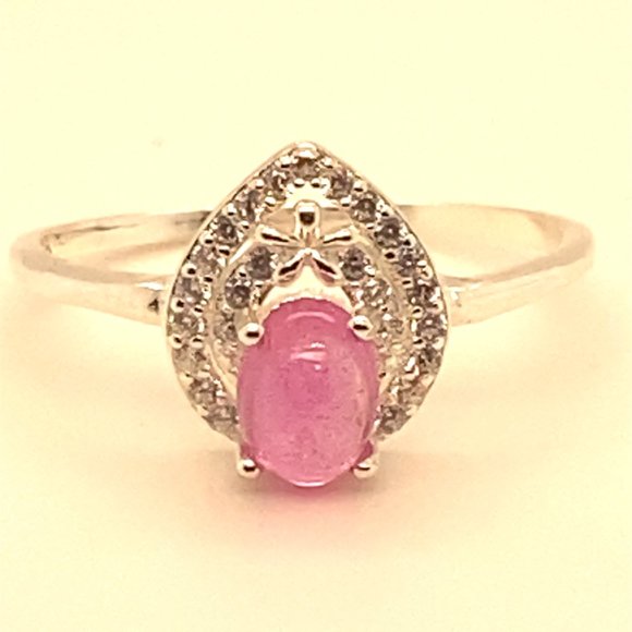 Pink Sapphire 1.42ct Platinum Finish Solid 925 Sterling Silver Ring - Picture 3 of 7